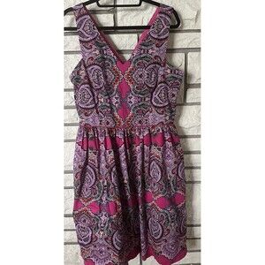 Maggy London Petite Paisley Dress Size 16 Fuscia Lined Sleeveless Multicolor